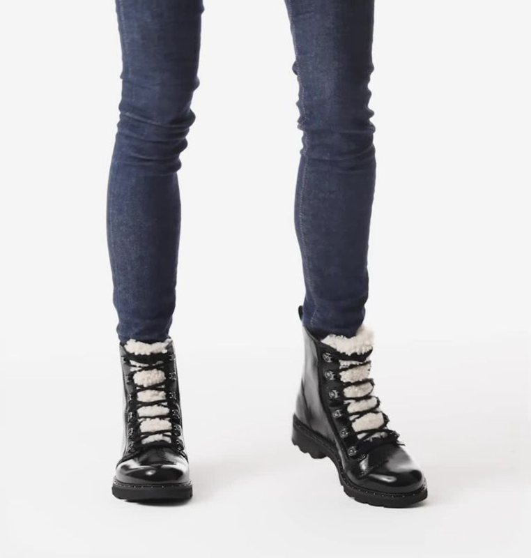 Womens Rain Boots Black - Sorel Lennox™ Lace Cozy Mid - 586-CSOZVA